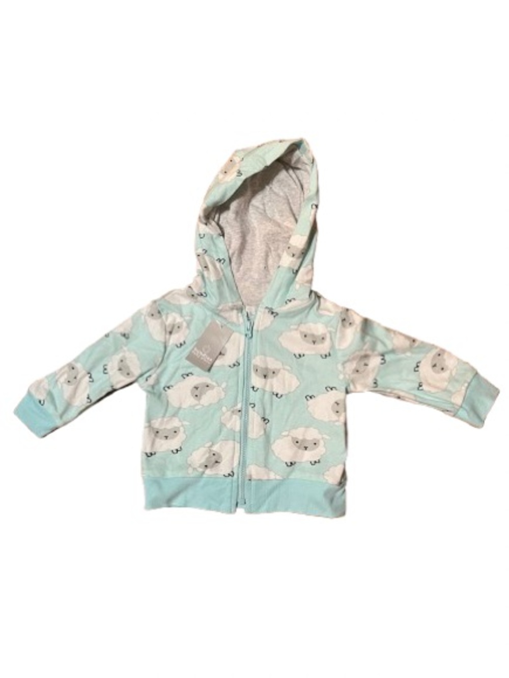 NWT Bundles Baby Place Mint Sheep Print Hoodie - Soft Zip Front Size 3-6 Months